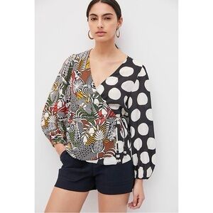 Farm Rio x Anthropologie Rainforest Wrap Blouse Size Large
